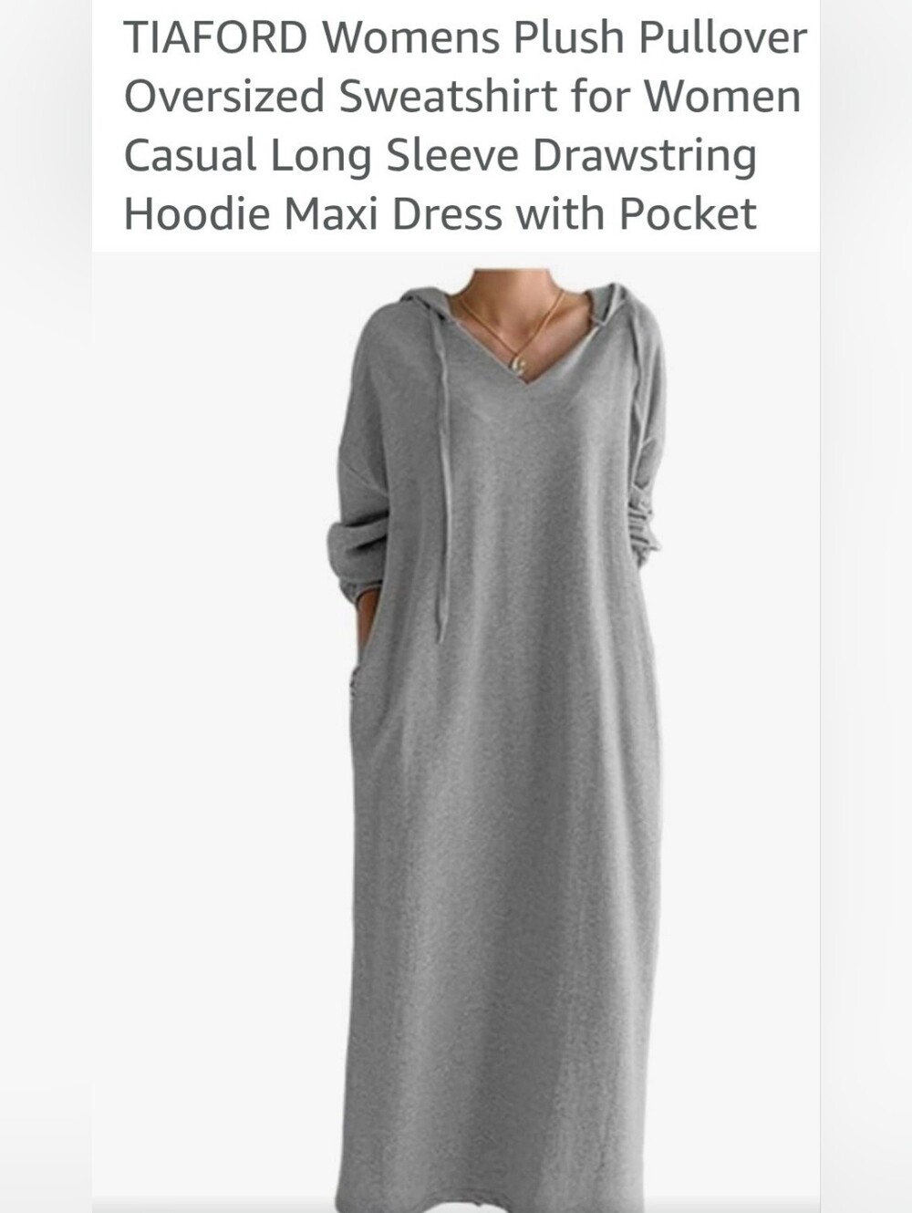 Tiaford Plush Oversized Hooded Maxi Dress - Grey Sz Xl